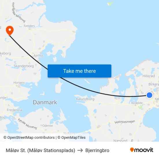 Måløv St. (Måløv Stationsplads) to Bjerringbro map