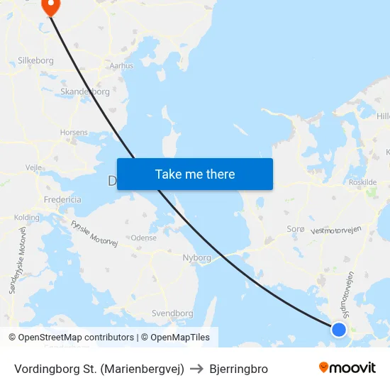 Vordingborg St. (Marienbergvej) to Bjerringbro map