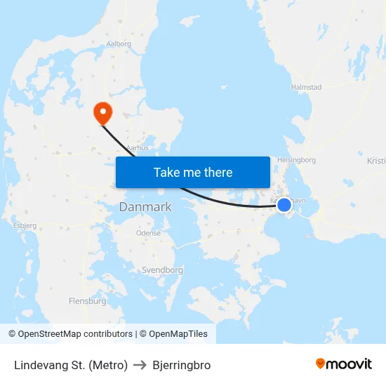 Lindevang St. (Metro) to Bjerringbro map