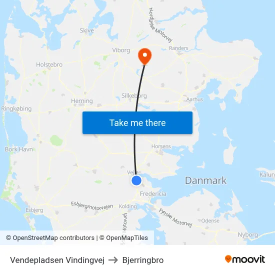 Vendepladsen Vindingvej to Bjerringbro map