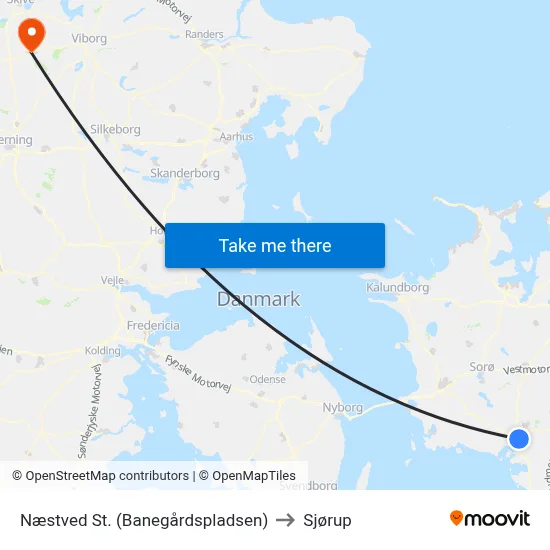 Næstved St. (Banegårdspladsen) to Sjørup map