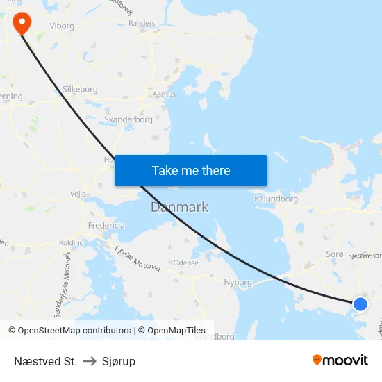 Næstved St. to Sjørup map
