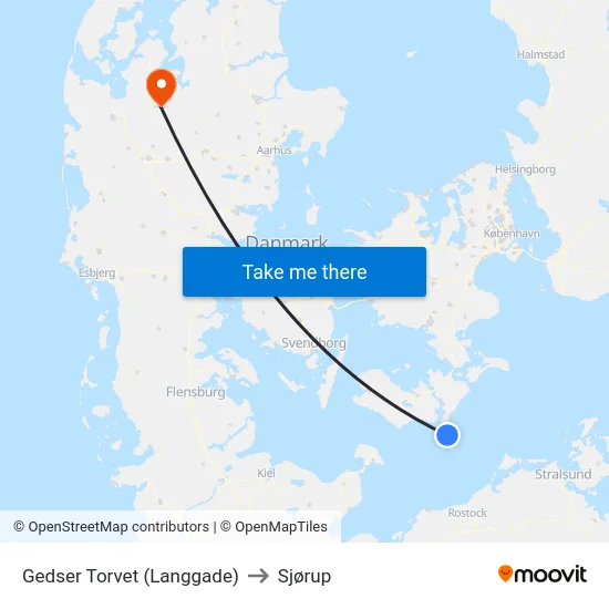 Gedser Torvet (Langgade) to Sjørup map