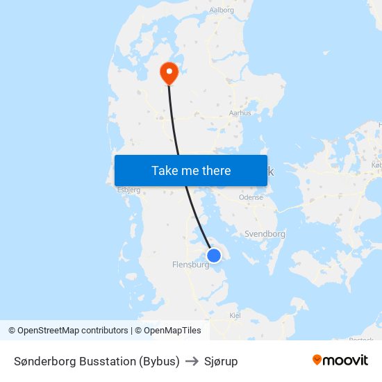 Sønderborg Busstation (Bybus) to Sjørup map