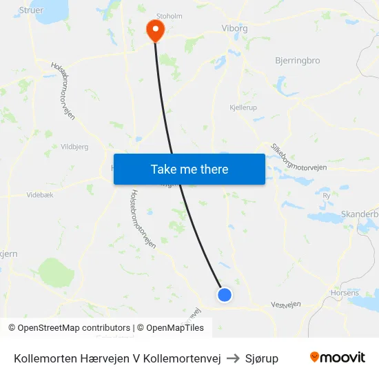 Kollemorten Hærvejen V Kollemortenvej to Sjørup map