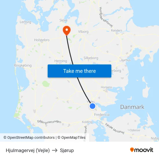 Hjulmagervej (Vejle) to Sjørup map