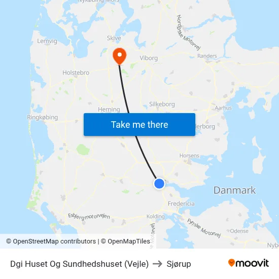 Dgi Huset Og Sundhedshuset (Vejle) to Sjørup map