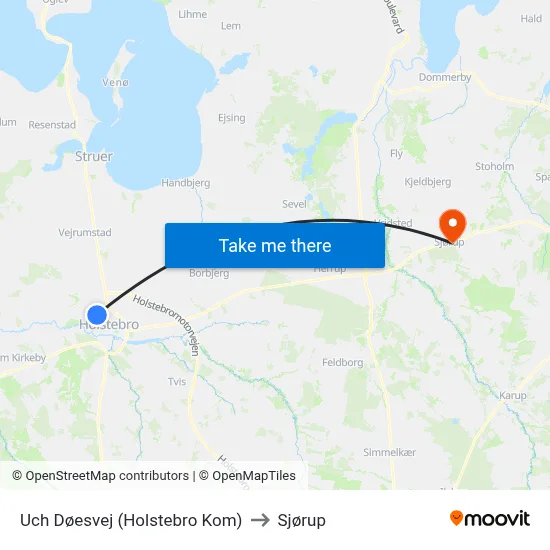 Uch Døesvej (Holstebro Kom) to Sjørup map
