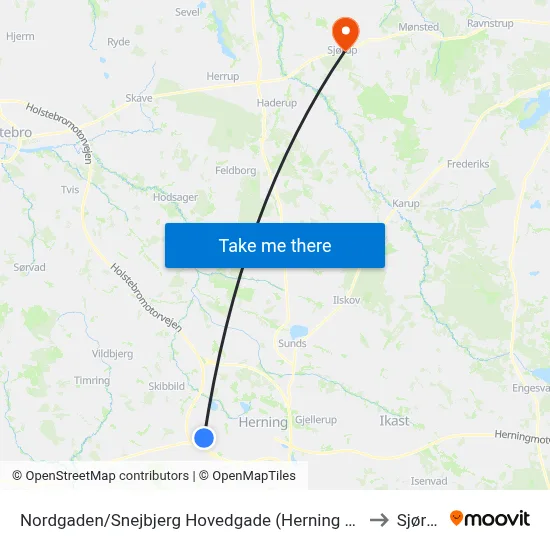 Nordgaden/Snejbjerg Hovedgade (Herning Kom) to Sjørup map