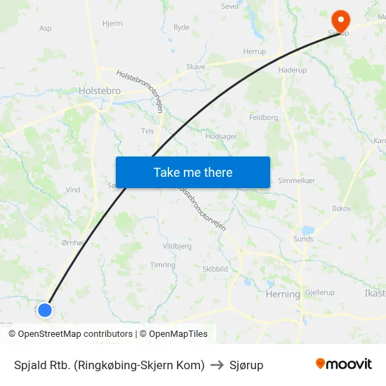 Spjald Rtb. (Ringkøbing-Skjern Kom) to Sjørup map