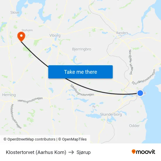 Klostertorvet (Aarhus Kom) to Sjørup map