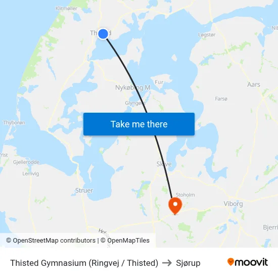 Thisted Gymnasium (Ringvej / Thisted) to Sjørup map