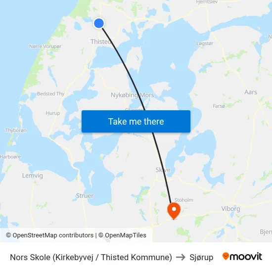 Nors Skole (Kirkebyvej / Thisted Kommune) to Sjørup map