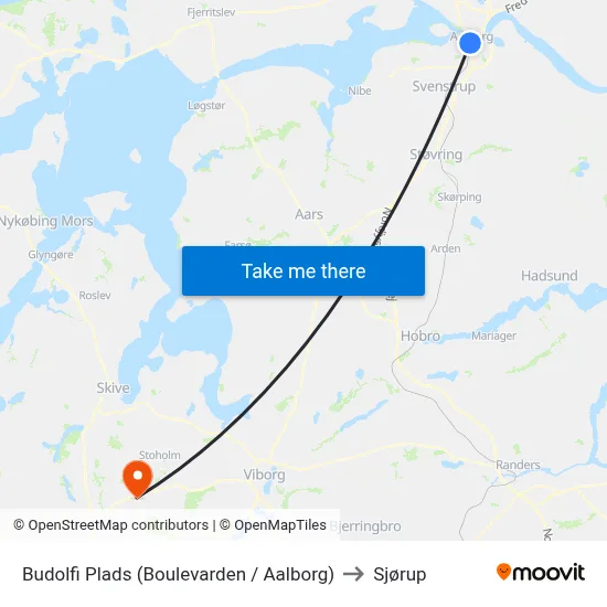 Budolfi Plads (Boulevarden / Aalborg) to Sjørup map