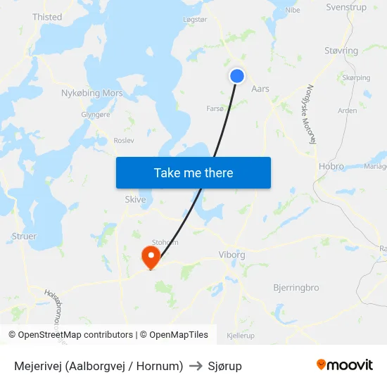 Mejerivej  (Aalborgvej / Hornum) to Sjørup map