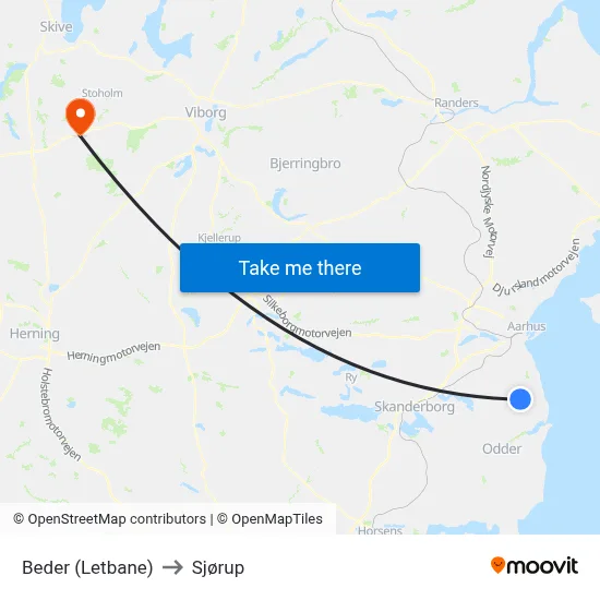 Beder (Letbane) to Sjørup map