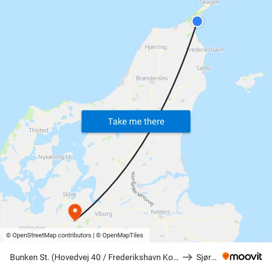 Bunken St. (Hovedvej 40 / Frederikshavn Komm.) to Sjørup map