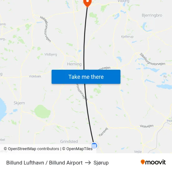 Billund Lufthavn / Billund Airport to Sjørup map