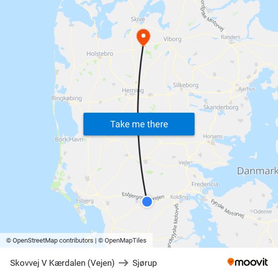 Skovvej V Kærdalen (Vejen) to Sjørup map