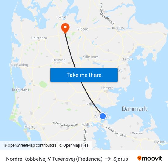 Nordre Kobbelvej V Tuxensvej (Fredericia) to Sjørup map