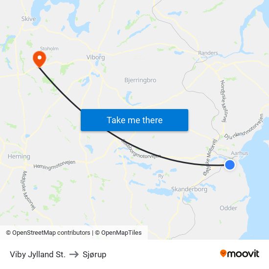 Viby Jylland St. to Sjørup map