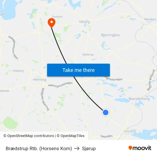 Brædstrup Rtb. (Horsens Kom) to Sjørup map