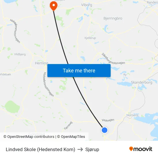 Lindved Skole (Hedensted Kom) to Sjørup map