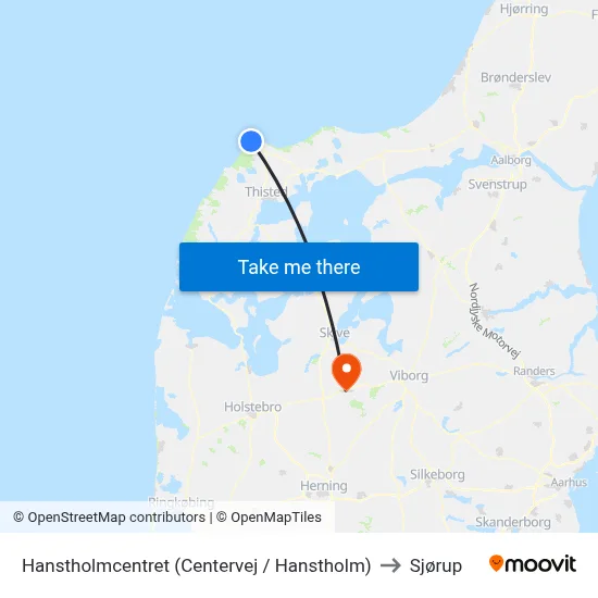 Hanstholmcentret (Centervej / Hanstholm) to Sjørup map