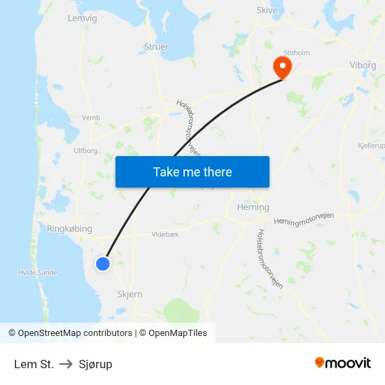 Lem St. to Sjørup map