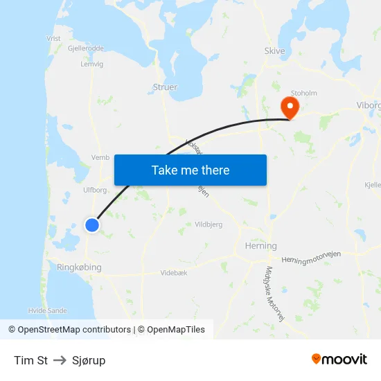 Tim St to Sjørup map