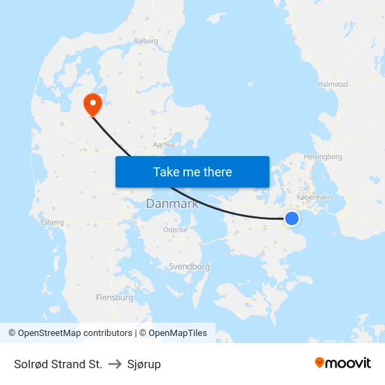 Solrød Strand St. to Sjørup map