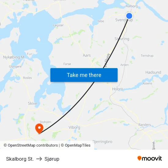 Skalborg St. to Sjørup map