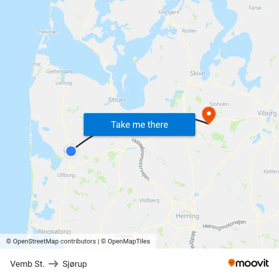 Vemb St. to Sjørup map