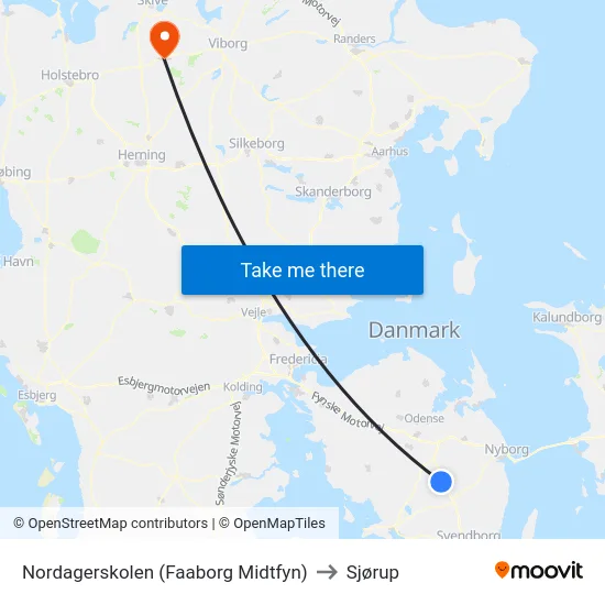 Nordagerskolen (Faaborg Midtfyn) to Sjørup map