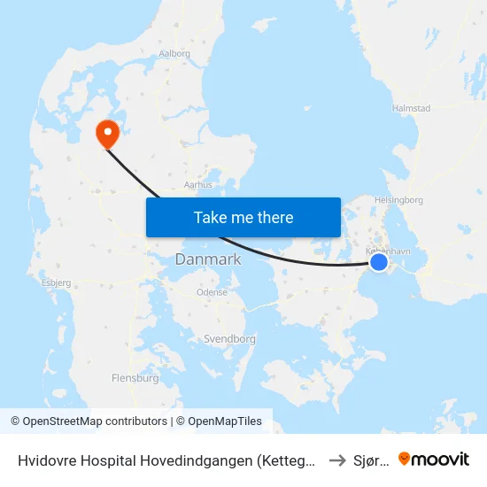 Hvidovre Hospital Hovedindgangen (Kettegård Allé) to Sjørup map