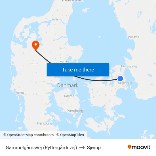 Gammelgårdsvej (Ryttergårdsvej) to Sjørup map