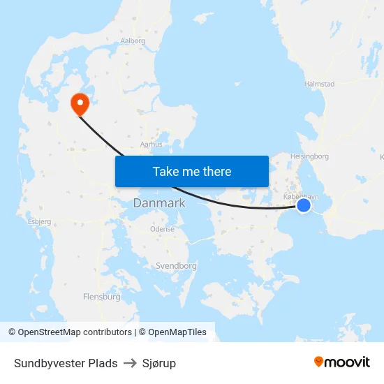 Sundbyvester Plads to Sjørup map