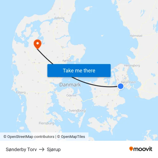 Sønderby Torv to Sjørup map