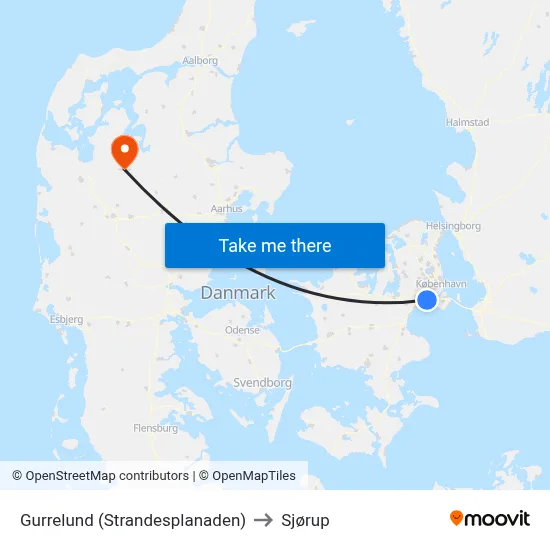 Gurrelund (Strandesplanaden) to Sjørup map