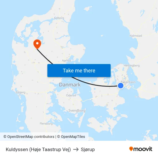 Kuldyssen (Høje Taastrup Vej) to Sjørup map