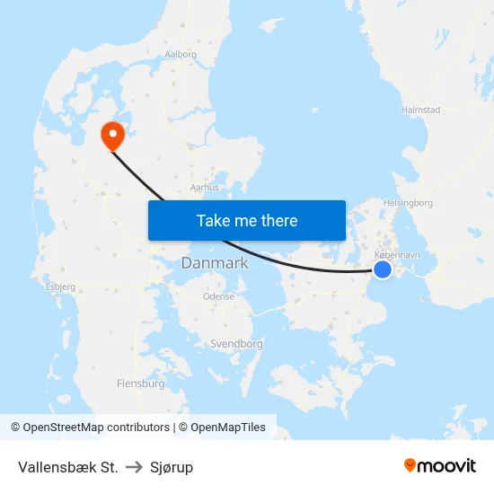 Vallensbæk St. to Sjørup map