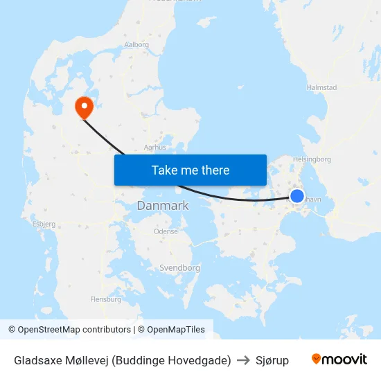 Gladsaxe Møllevej (Buddinge Hovedgade) to Sjørup map