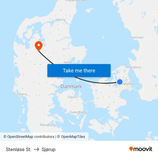 Stenløse St. to Sjørup map