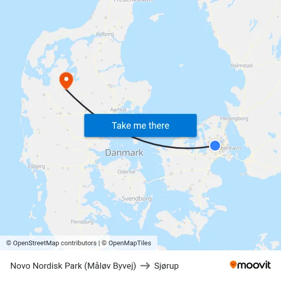 Novo Nordisk Park (Måløv Byvej) to Sjørup map