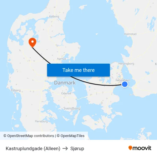 Kastruplundgade (Alleen) to Sjørup map