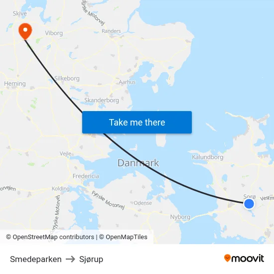 Smedeparken to Sjørup map
