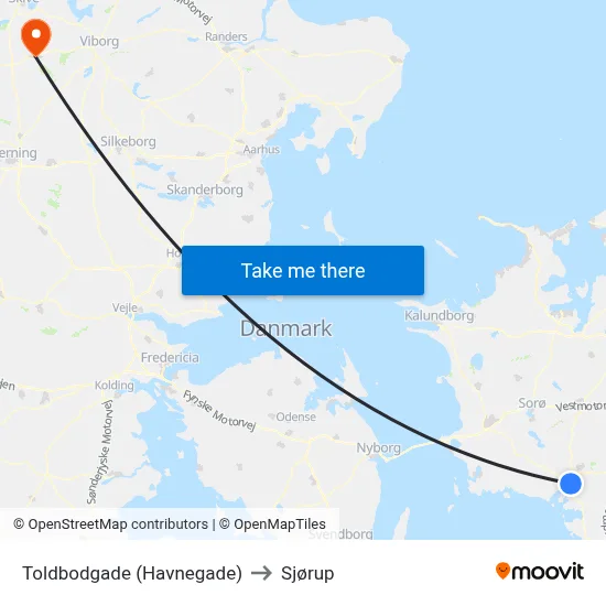 Toldbodgade (Havnegade) to Sjørup map