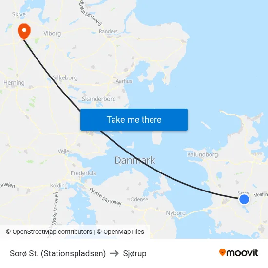 Sorø St. (Stationspladsen) to Sjørup map