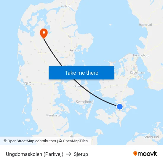 Ungdomsskolen (Parkvej) to Sjørup map