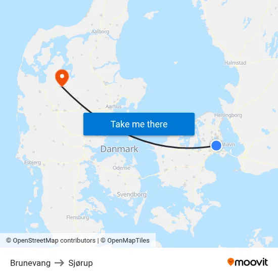 Brunevang to Sjørup map